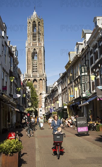 Famous fourteenth century Dom church tower in city of Utrecht, Netherlands