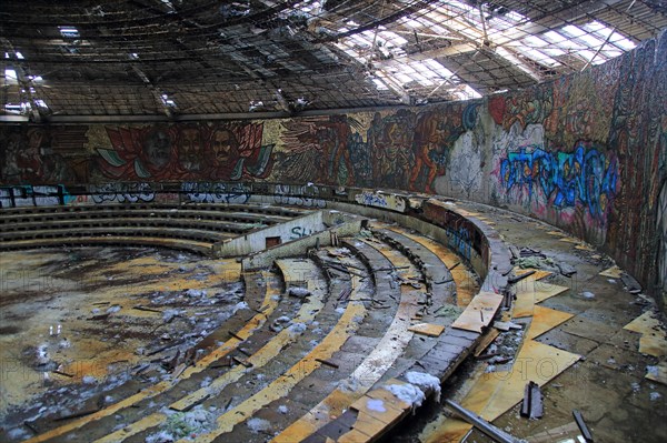 Inside decaying Buzludzha monument former communist party headquarters, Bulgaria, Europe