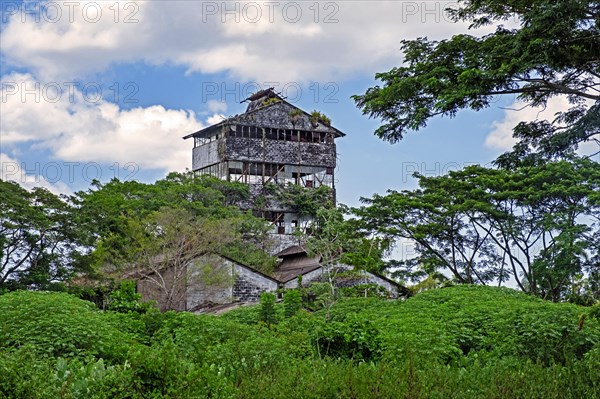 Dilapidated old factory at Marienburg, former sugarcane plantation and village in the Commewijne District in northern Suriname, Surinam