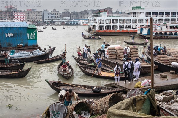 Sadarghat jetty on the Buriganga River, Dhaka, Bangladesh, Asia