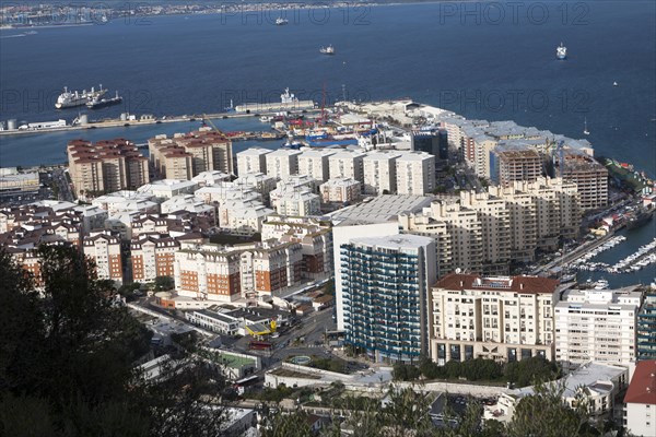 High density modern apartment block housing, Gibraltar, British overseas territory in southern Europe, Europe