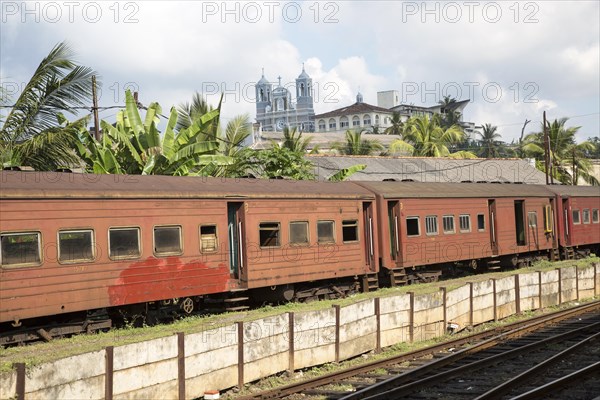 Tracks and train railway station, Galle, Sri Lanka, Asia