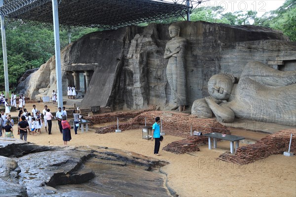 Giant Buddha stone statues, Gal Viharaya, UNESCO World Heritage Site, the ancient city of Polonnaruwa, Sri Lanka, Asia