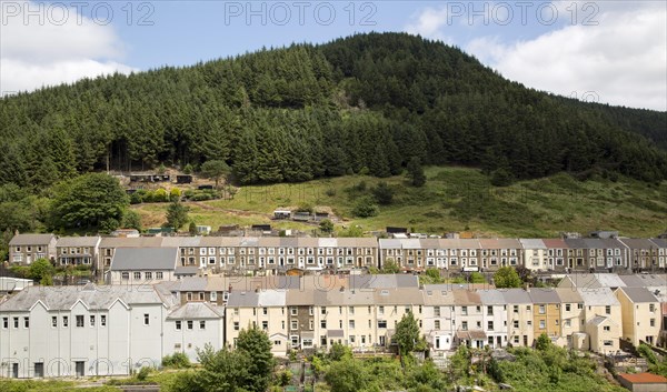 Terraced houses in Blaengwynfi, Neath Port Talbot area, South Wales, UK