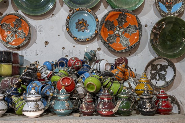 Handmade ceramic products in a pottery, Tamegroute, Morocco, Africa