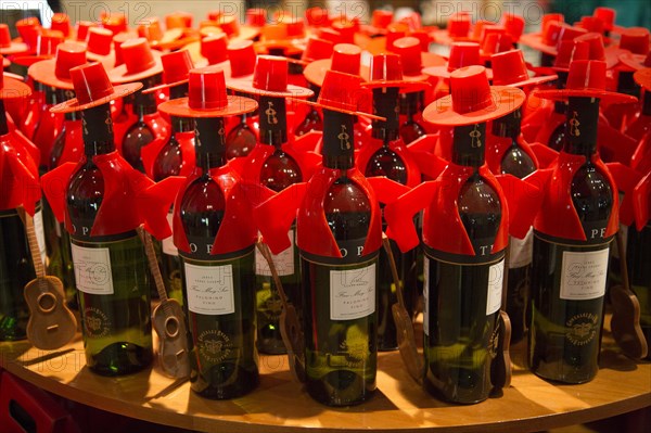 Tio Pepe sherry bottles at Gonzalez Byass bodega, Jerez de la Frontera, Cadiz province, Spain, Europe