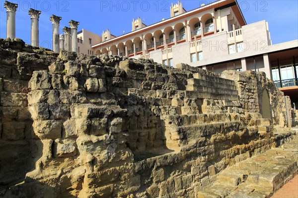 Roman temple remains and ancient wall, Templo Romano, Cordoba, Spain, Europe