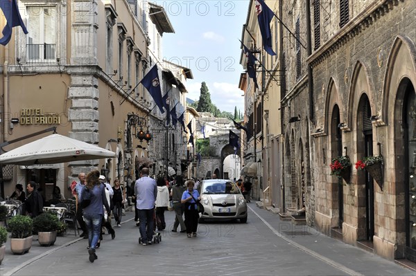 Old town alley, city centre, old town, centre, Assisi, Italy, Europe