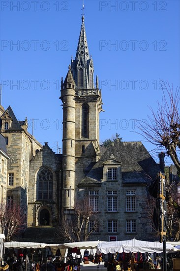 Place des Otages, Saint Melaine church, Morlaix Montroulez, Finistere Penn Ar Bed department, Brittany Breizh region, France, Europe