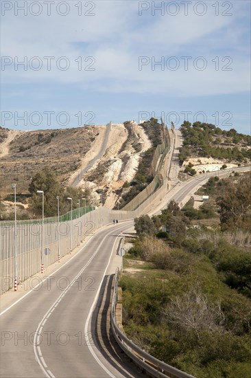 High security fences separate the Spanish exclave of Melilla, Spain from Morocco, north Africa, January 2015