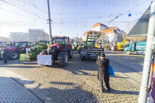 Farmers' protest action, Dresden, Saxony, Germany, Europe