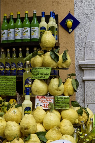 Stall selling typical products, Limone sul Garda, Lake Garda, Province of Brescia, Lombardy, Italy, Europe