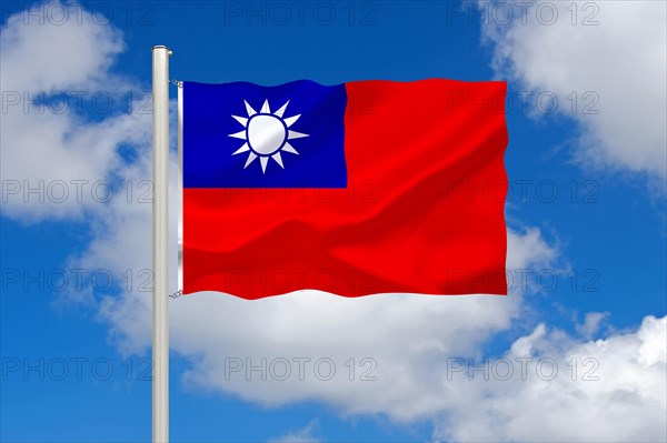 The flag of Taiwan, Republic of China, island state in Asia off the coast of the People's Republic of China, Studio