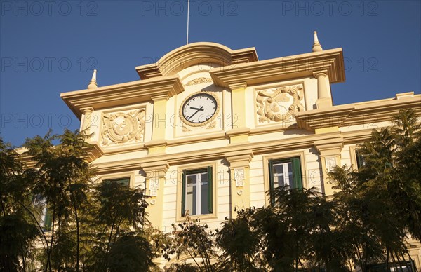 Historic port authority office building Malaga, Spain eclectic classicist style, 1935 architect Manuel Acena Gonzalez