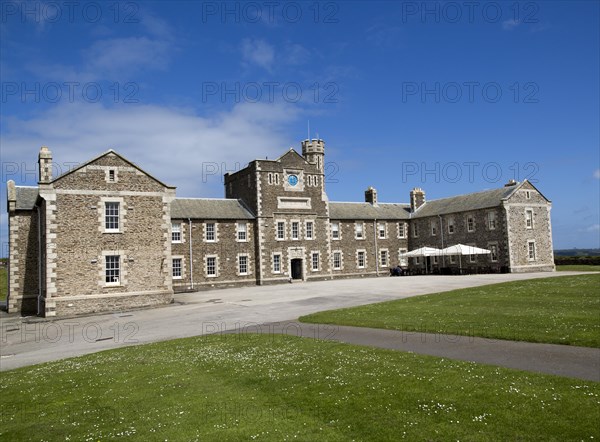 Historic barracks building at Pendennis Castle, Falmouth, Cornwall, England, UK