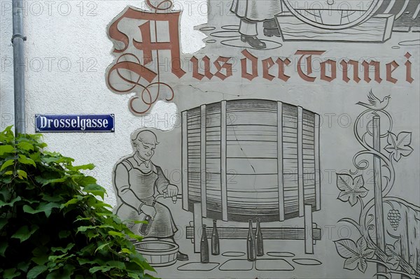 Famous tourist Drosselgasse street signpost, Rudesheim, Hesse, Germany, Europe