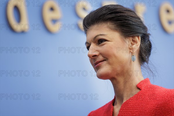 Dr Sahra Wagenknecht, Member of the Bundestag, recorded at the Federal Press Conference on the founding of the Sahra Wagenknecht Alliance, Reason and Justice party and proposal of the European top candidates, in Berlin, 8 January 2024