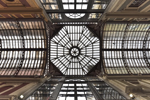 Glass roof in the Mazzini Galleries shopping centre, built in 1872, Genoa, Italy, Europe