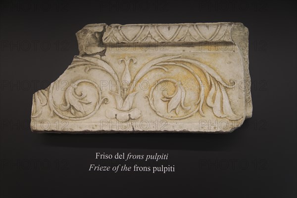 Roman amphitheatre museum display of stonework detail Cadiz, Spain, Europe