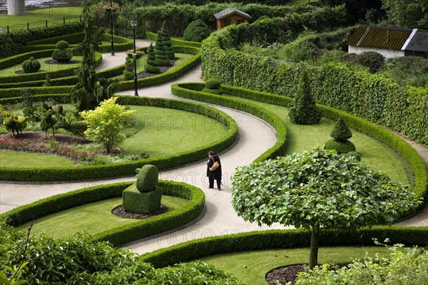 The Topiary gardens, parc des Topiaires with its pruned buxus bushes at Durbuy, Ardennes, Belgium, Europe