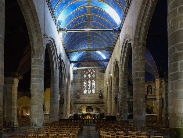 Nave and chancel, Saint Melaine church, Morlaix Montroulez, Finistere Penn Ar Bed department, Brittany Breizh region, France, Europe