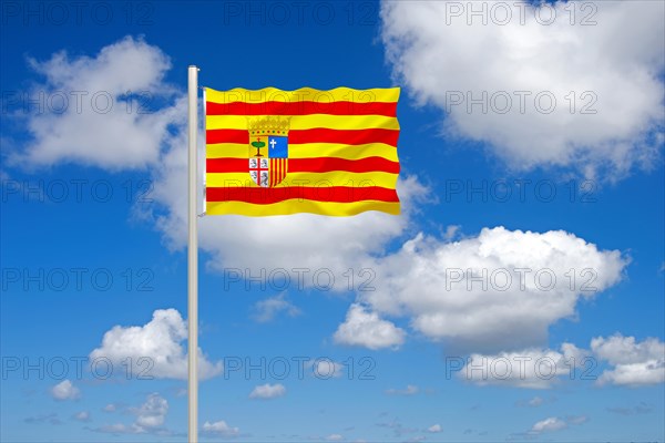 The flag of Aragon, Spain, Studio, Europe