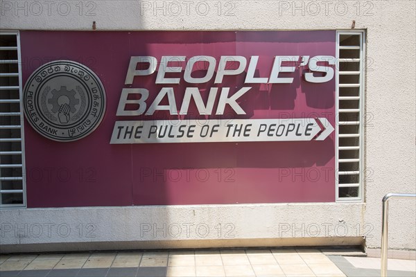 Sign for People's Bank, Colombo, Sri Lanka, Asia