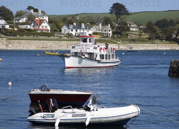 Tamar Belle ferry boat in the harbour, St Mawes, Cornwall, England, UK