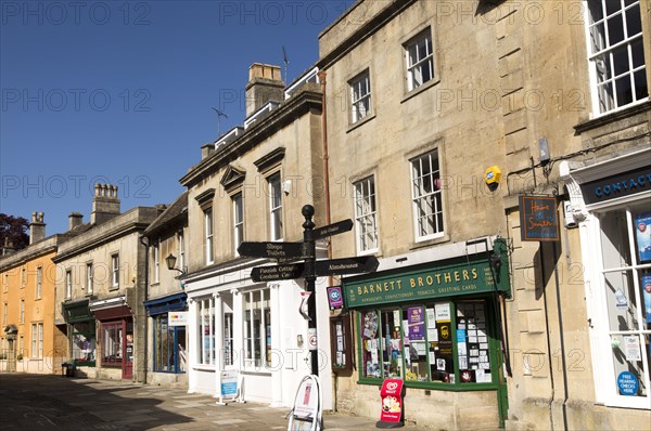 Historic buildings and shops, High Street, Corsham, Wiltshire, England, UK