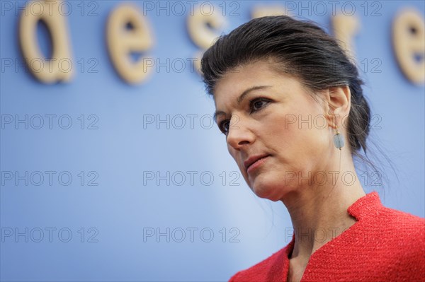 Dr Sahra Wagenknecht, Member of the Bundestag, recorded at the Federal Press Conference on the founding of the Sahra Wagenknecht Alliance, Reason and Justice party and proposal of the European top candidates, in Berlin, 8 January 2024