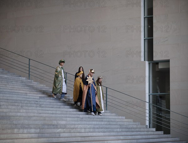 Federal Chancellor Olaf Scholz (SPD) pictured at the traditional reception for carol singers at the Federal Chancellery in Berlin, 8 January 2024