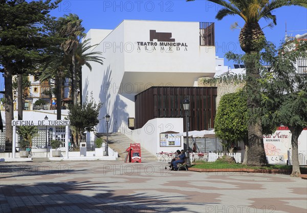 Municipal theatre Paseo Alameda pedestrianised street, Tarifa, Cadiz province, Spain, Europe