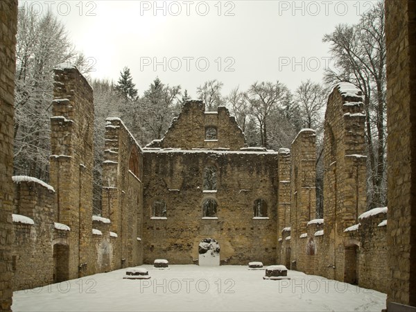 Ruins of the Maria Hilf church on the Welschenberg, Winter, Muehlheim, Upper Danube, Baden-Wuerttemberg, Germany, Europe