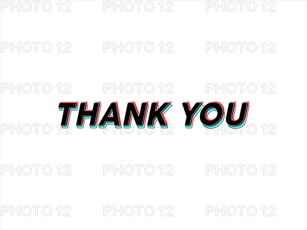 3D styled text saying Thank You on a white background