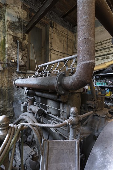 Engine room of a metal powder mill, founded around 1900, Igensdorf, Upper Franconia, Bavaria, Germany, Europe