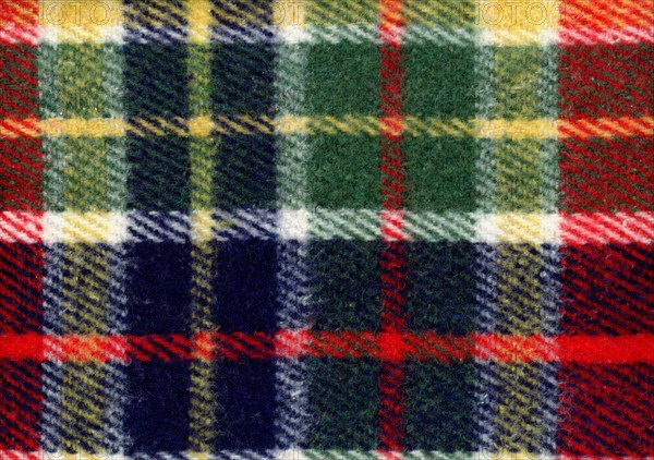 Red green blue and yellow tartan fabric texture background