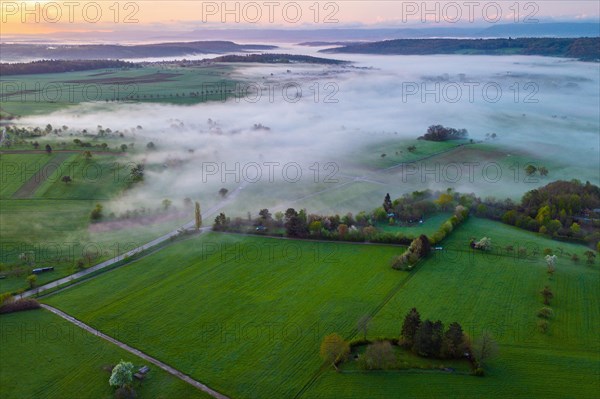 Fog over Waldenbuch in the morning