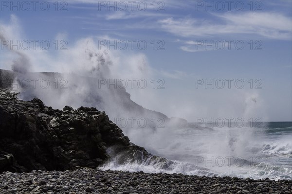Surf, spray, coast on Fuerteventura, Canary Islands, Spain, Europe