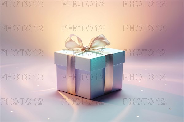 Gift box. KI generiert, generiert AI generated, rainbow, glitter, bow