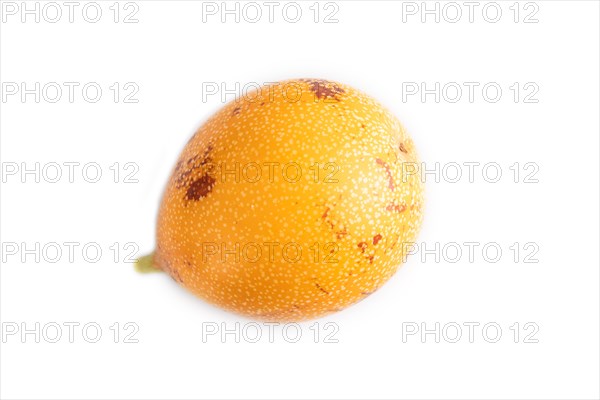 Granadilla isolated on white background. Top view, flat lay. Tropical, healthy food, summer, exotic, minimalism