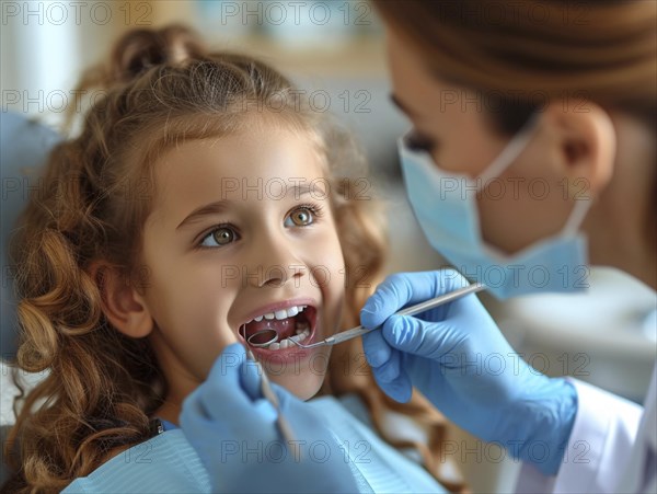 A patient is treated in a dental practice by a dentist, AI generated