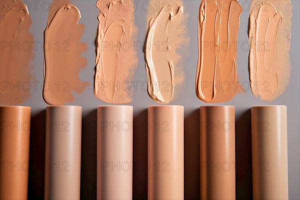 Swatches of foundation in different skin shades. KI generiert, AI generated