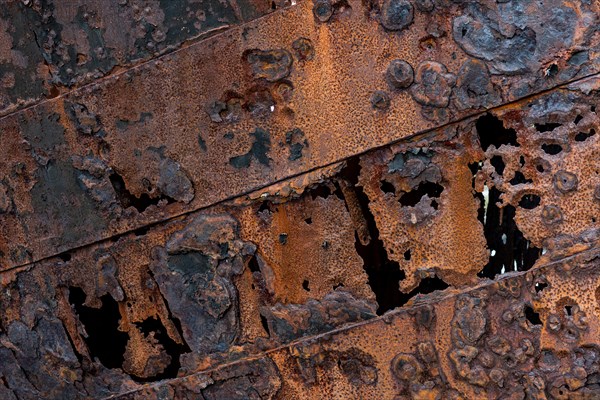 Rusty ship, shipwreck, abandoned herring factory Djupavik, Reykjarfjoerour, Strandir, Arnes, Westfjords, Iceland, Europe