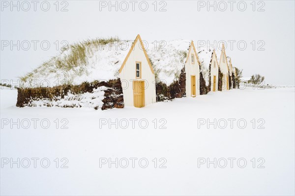 Grass sod houses, peat farm or peat museum Glaumbaer or Glaumbaer, Skagafjoerour, Norourland vestra, Iceland, Europe