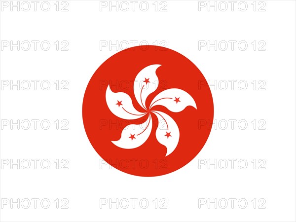 Hong Kong featuring a white Bauhinia flower on a red background
