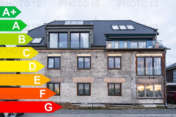 New construction of a detached house in Duesseldorf, Germany, energy efficiency, Europe