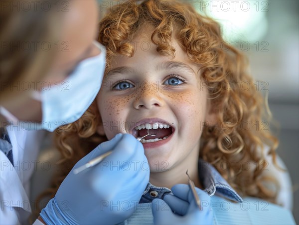 A patient is treated in a dental practice by a dentist, AI generated