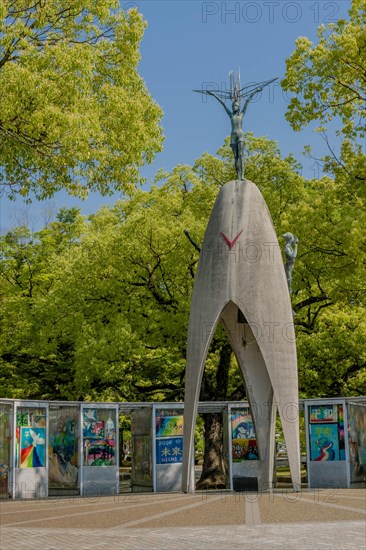 Children's Peace Monument designed by Kazuo Kikuchi located in Peace Memorial Park in Hiroshima, Japan, Asia