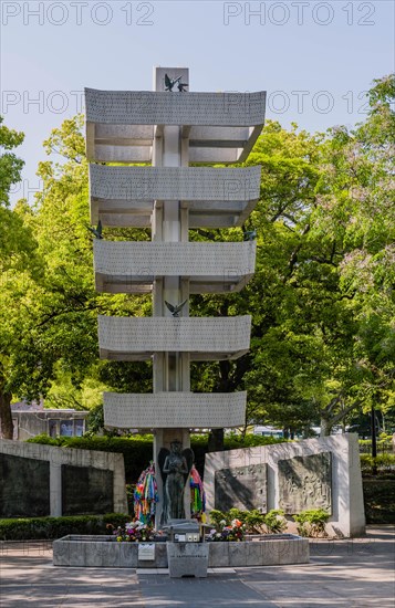 Memorial Tower Dedicated to Mobilized Students in Hiroshima, Japan, Asia