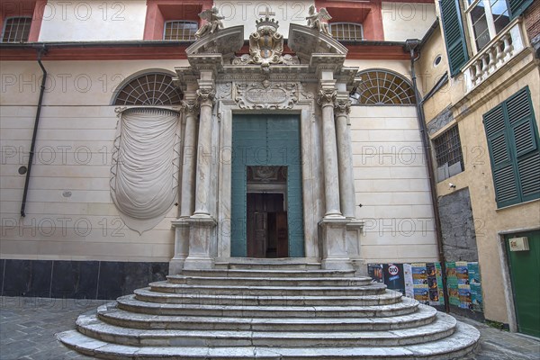 Entrance portal of the baroque Basilica di San Siro, the oldest church in the city, Via S. Siro, 4, Genoa, Italy, Europe